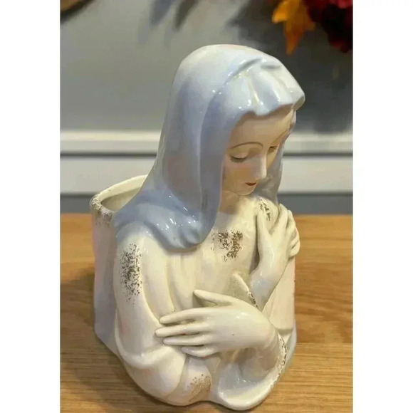 Other - Vintage Madonna Planter Vase Centerpiece Original Decal Shafford Japan